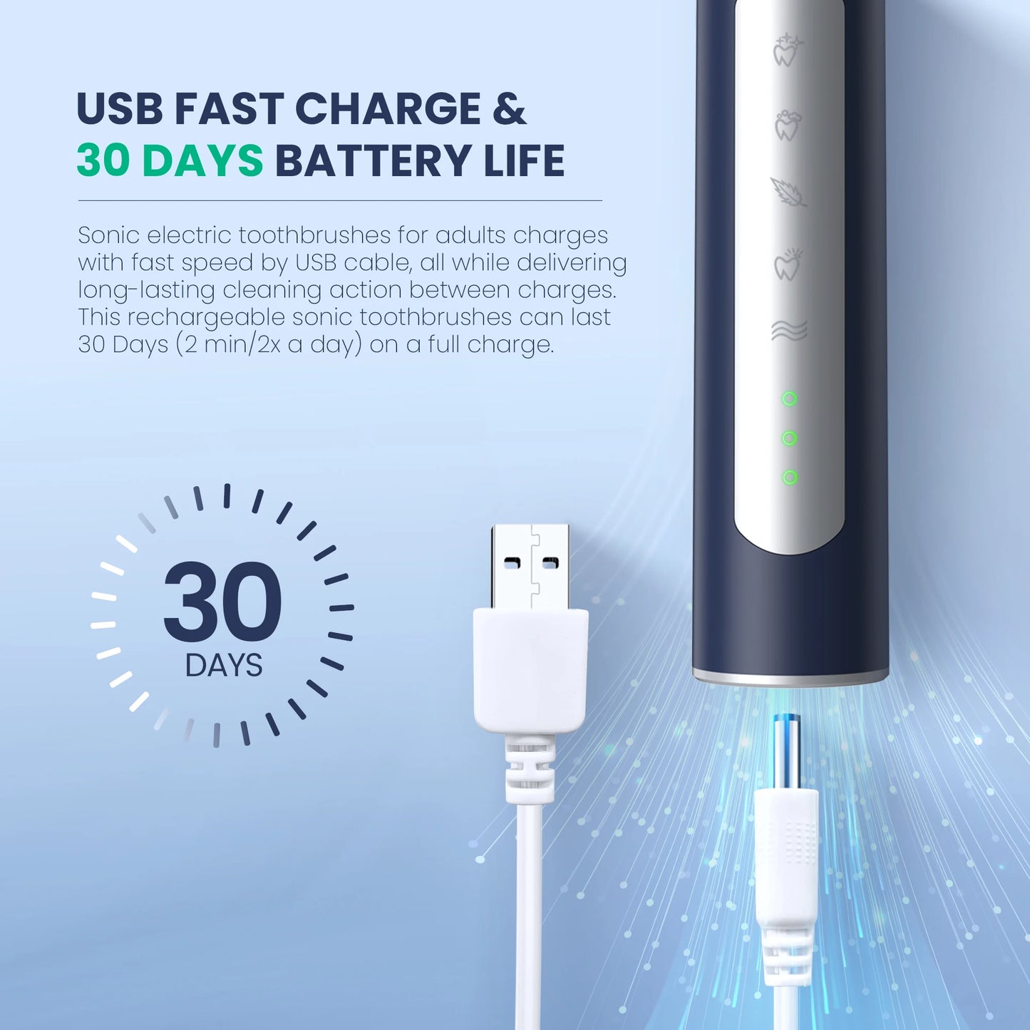 Powerful Sonic Toothbrush – 8 Heads